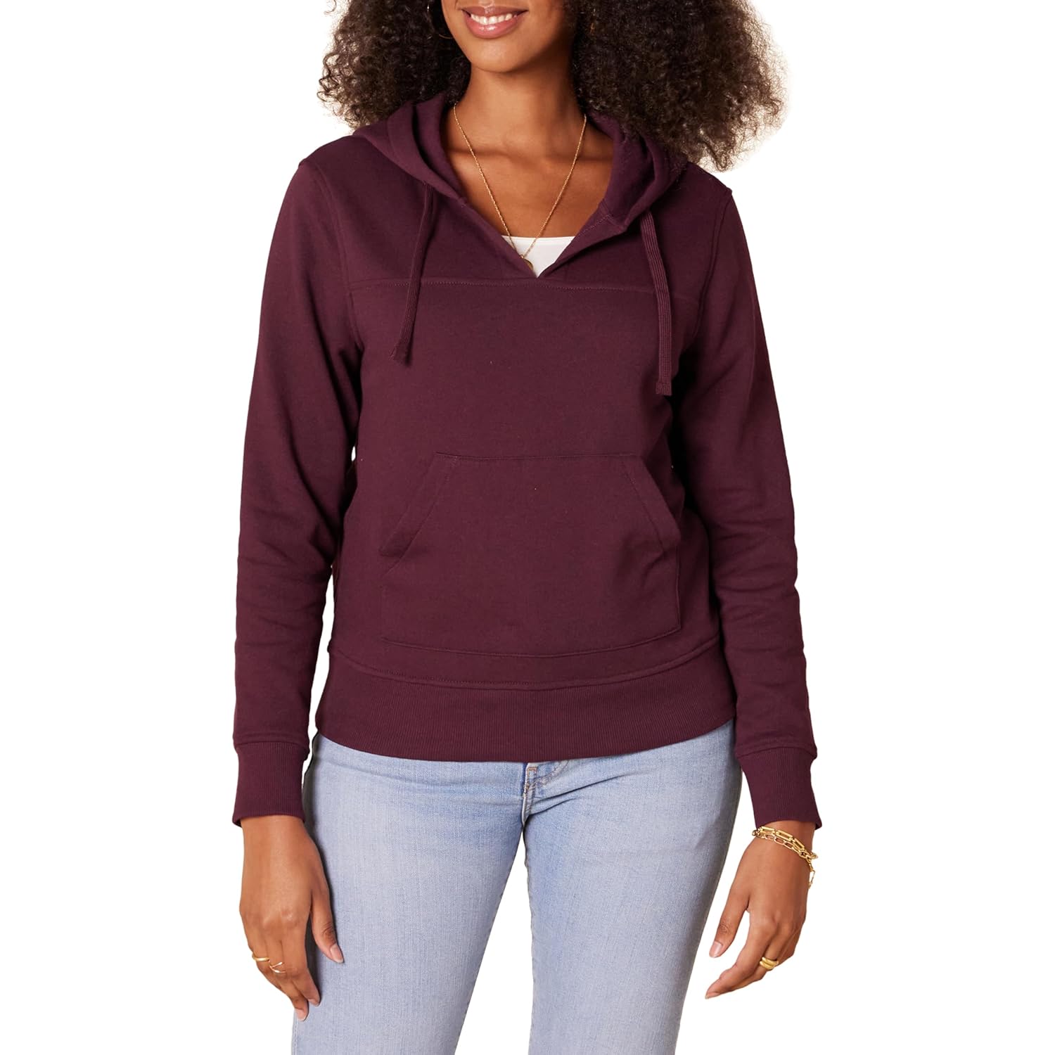 Women’s Classic V-Neck Hoodie – Soft Fleece Long Sleeve Sweatshirt