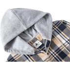 ZITY Men's Flannel Hoodie Shirts Casual Button Down Plaid Shirt Jackets for Men Long Sleeve Stylish Hooded with Pocket