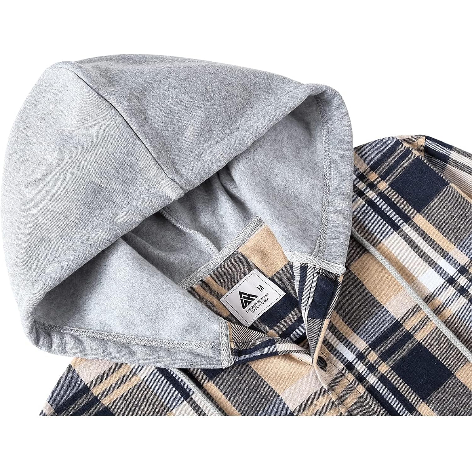 ZITY Men's Flannel Hoodie Shirts Casual Button Down Plaid Shirt Jackets for Men Long Sleeve Stylish Hooded with Pocket