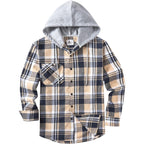 ZITY Men's Flannel Hoodie Shirts Casual Button Down Plaid Shirt Jackets for Men Long Sleeve Stylish Hooded with Pocket