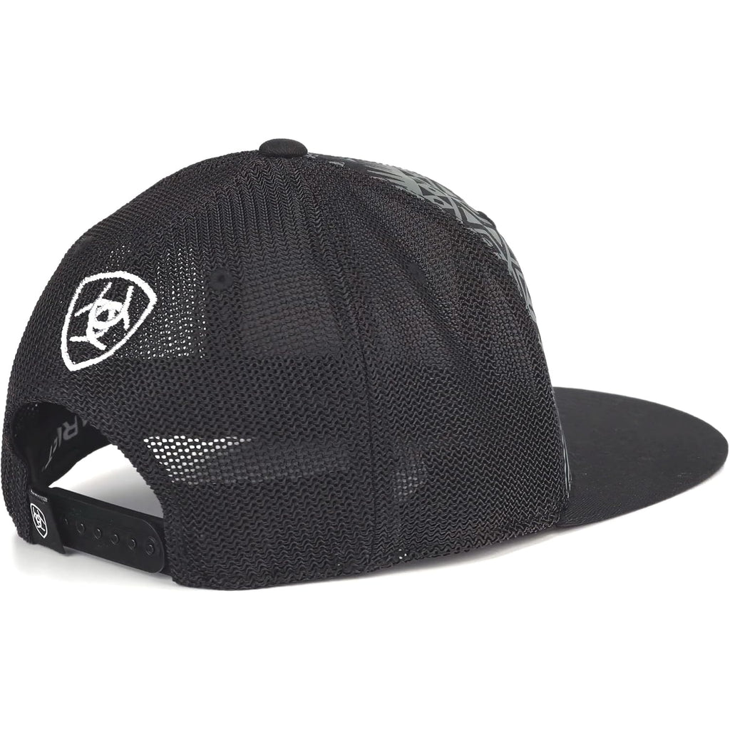 ARIAT Men's Aztec Black Flat Bill Cap