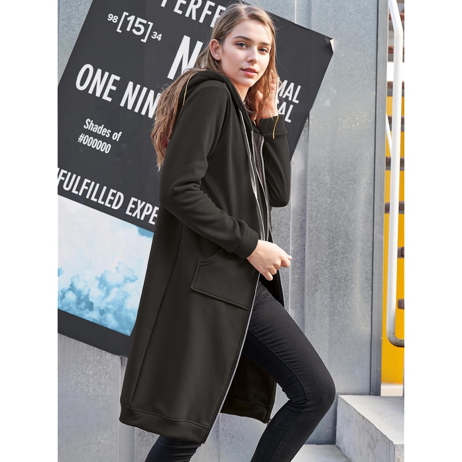 Women’s Zip-Up Fleece Hoodie – Oversized Long Sleeve Jacket