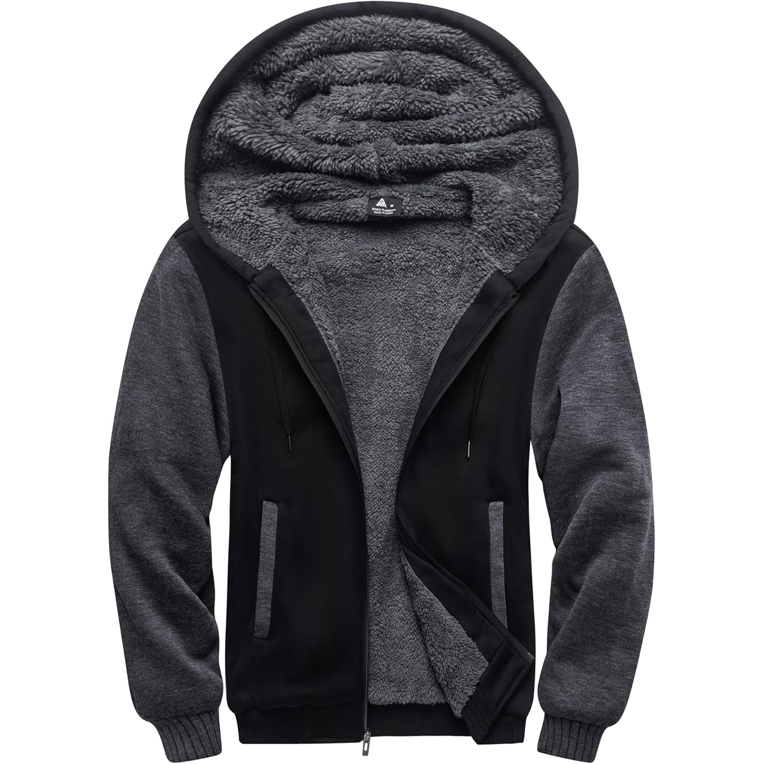 SCODI Hoodies for Men Heavyweight Fleece Sweatshirt - Full Zip Up Thick Sherpa Lined Hooded Jacket