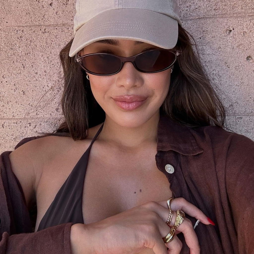 Retro Oval Sunglasses For Women Chic Cat Eye Sunnies Lightweight Narrow Shades Trendy Uv Protection Sun Glasses