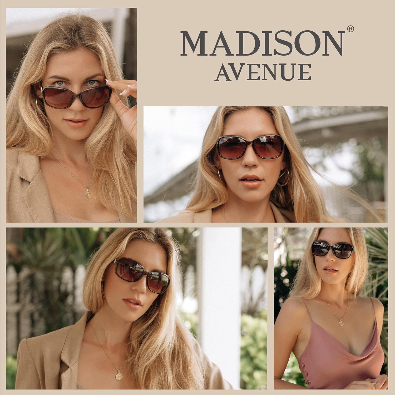 Madison Avenue Pack Classic Vintage Sunglasses For Women Men,Fashion Sun Shades Glasses With Protection