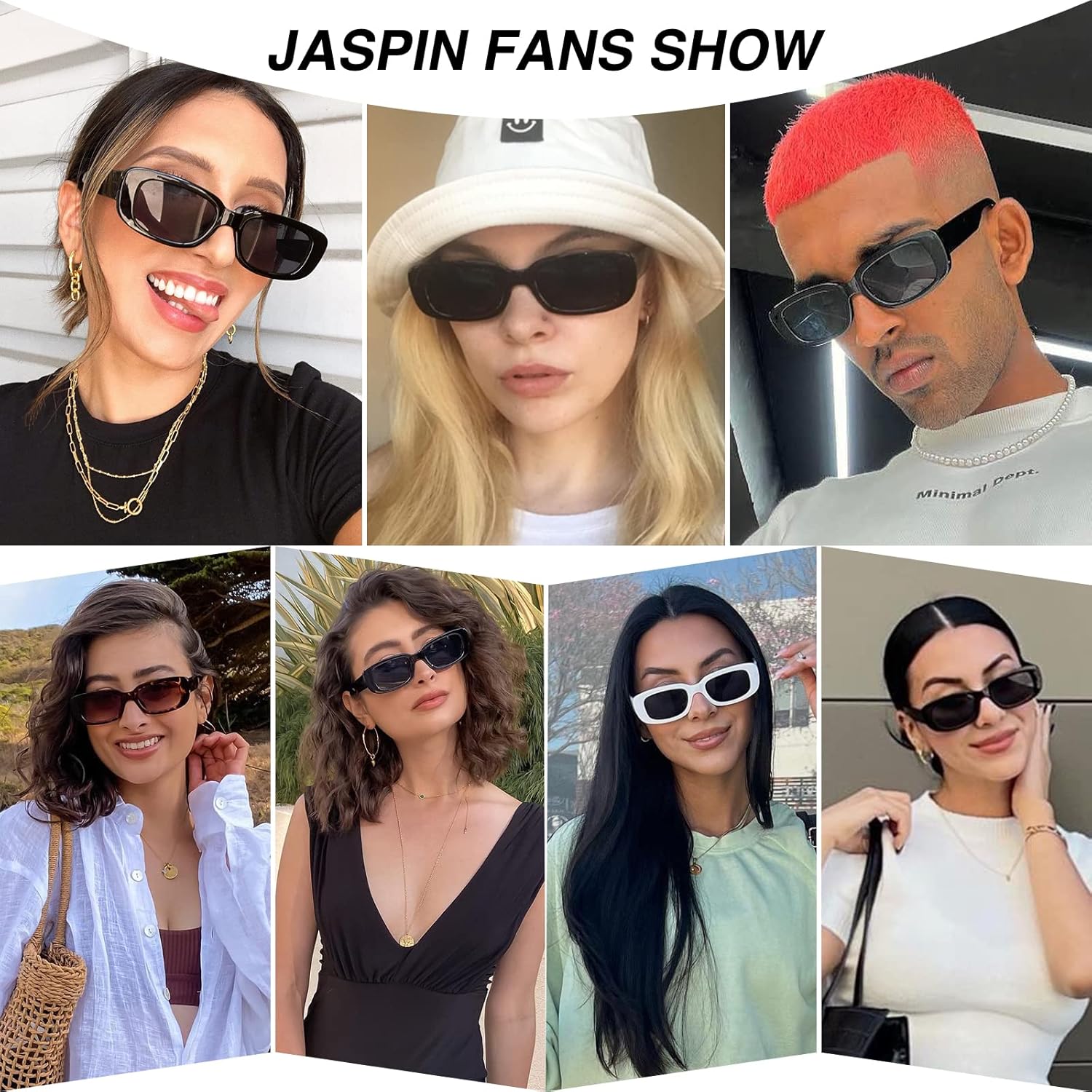Jaspin Rectangle Sunglasses For Women Men Trendy Retro Sun Glasses Uv Protection Cool Square Frame