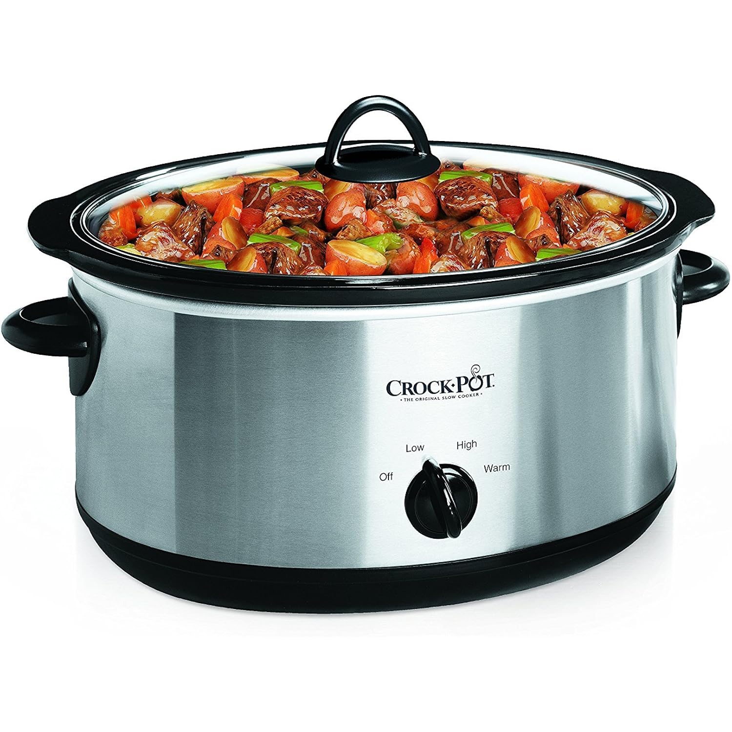 Crock-Pot 7 Quart Oval Manual Slow Cooker, Stainless Steel (SCV700-S-BR), Versatile Cookware for Large Families or Entertaining