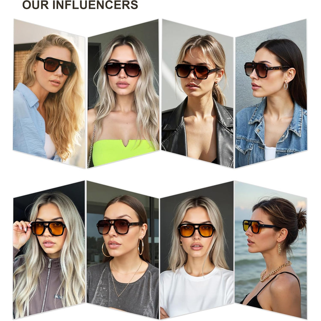 Sojos Retro Thick Polarized Aviator Sunglasses For Women Men, Large Trendy Bold Square Pilot Shades