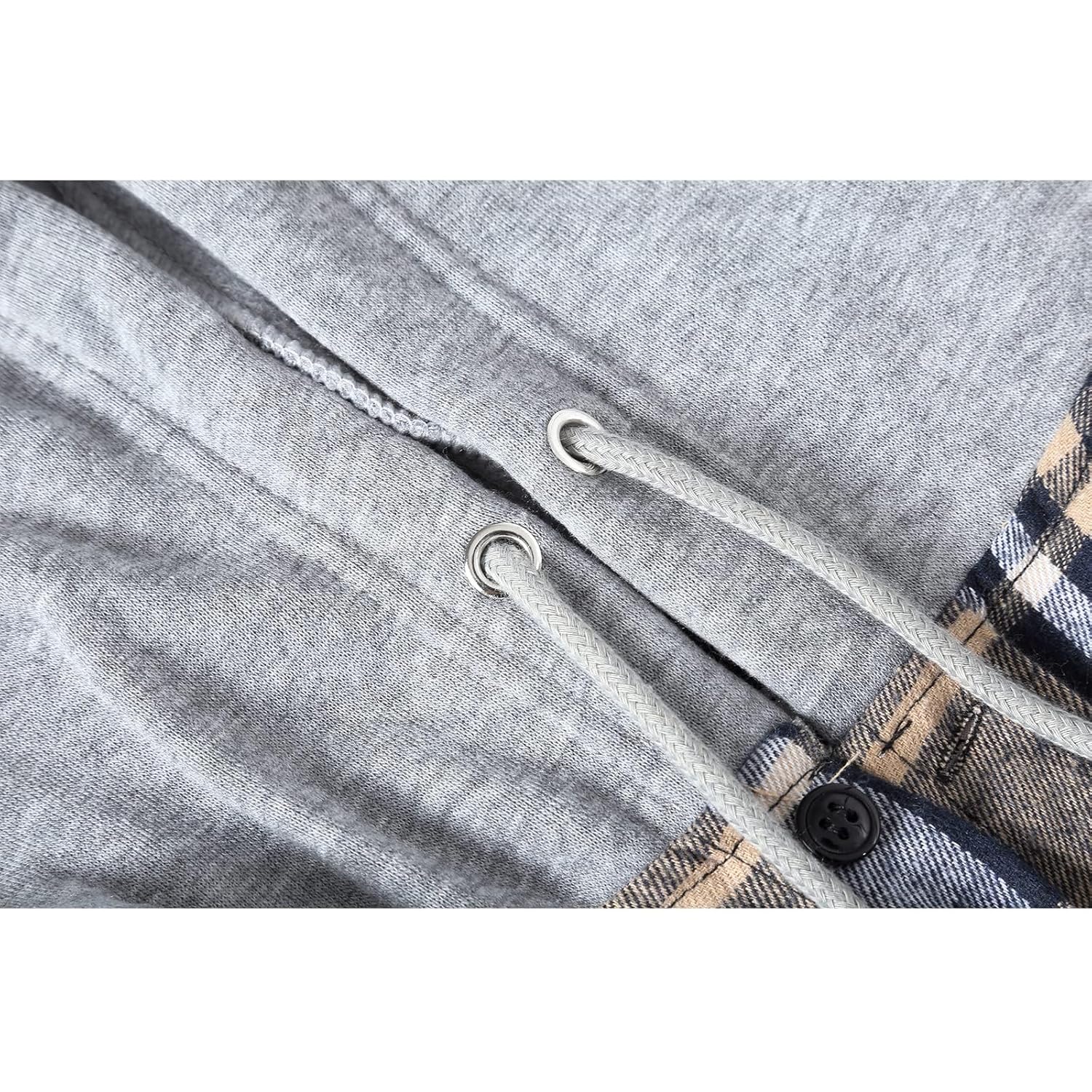 ZITY Men's Flannel Hoodie Shirts Casual Button Down Plaid Shirt Jackets for Men Long Sleeve Stylish Hooded with Pocket