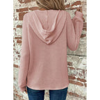 Women’s Waffle-Knit Hoodie — Long Sleeve, V-Neck, Button Front