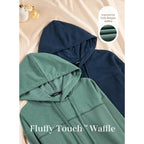 Women’s Waffle Knit Hoodie – Lightweight Long Sleeve Pullover Top