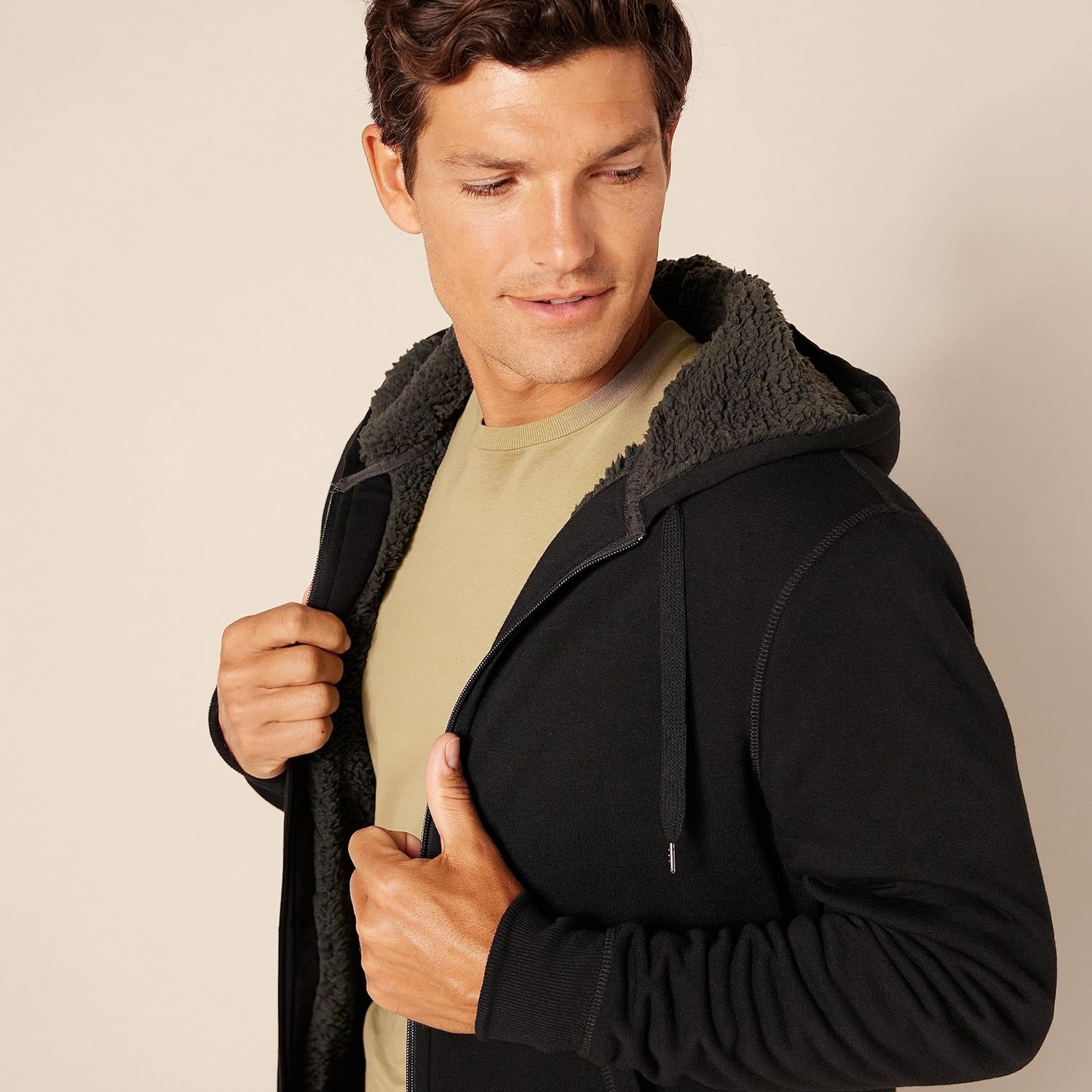 Amazon Essentials Hoodie For Men, Sherpa-Lined Full-Zip Fleece Sweatshirt