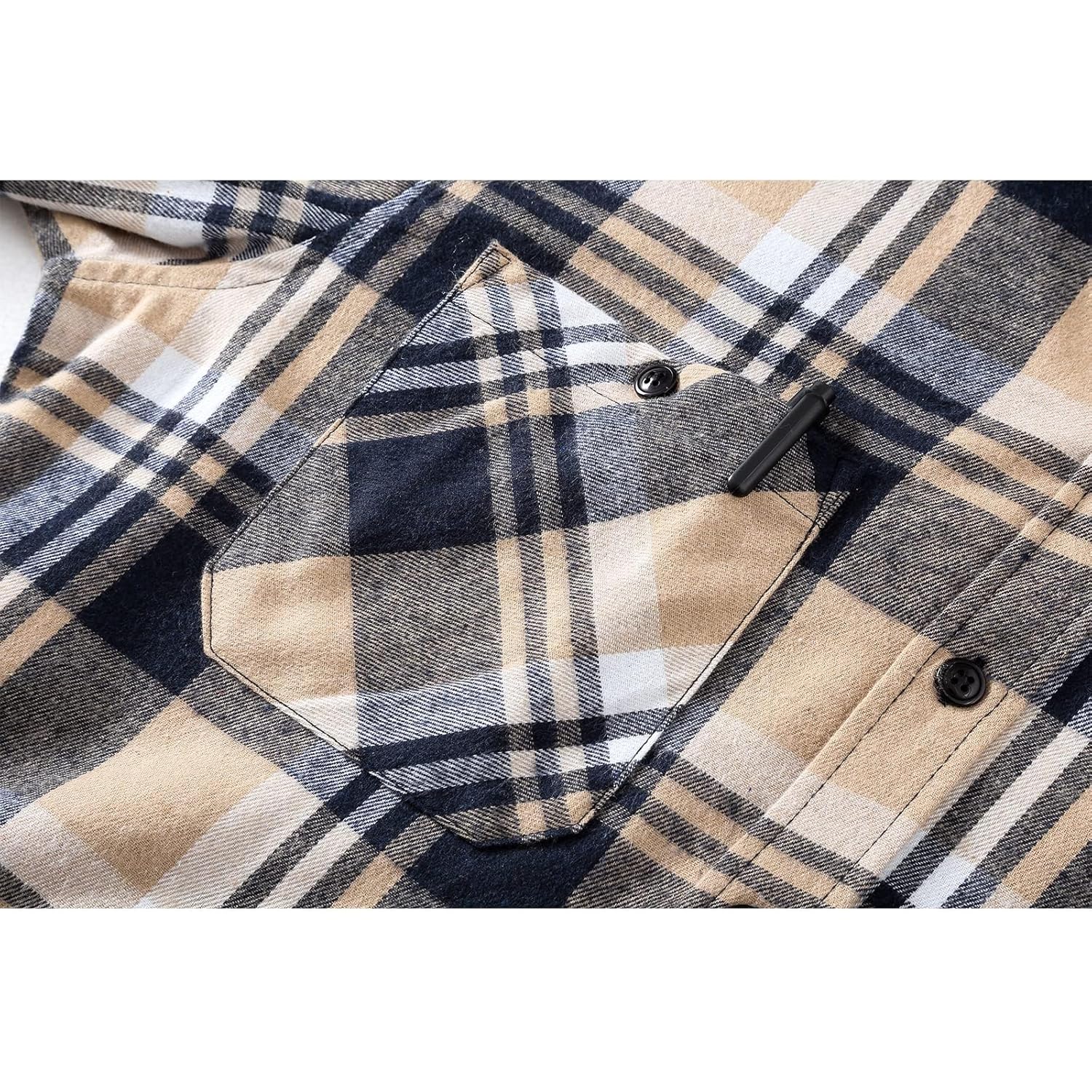 ZITY Men's Flannel Hoodie Shirts Casual Button Down Plaid Shirt Jackets for Men Long Sleeve Stylish Hooded with Pocket