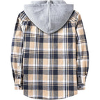 ZITY Men's Flannel Hoodie Shirts Casual Button Down Plaid Shirt Jackets for Men Long Sleeve Stylish Hooded with Pocket