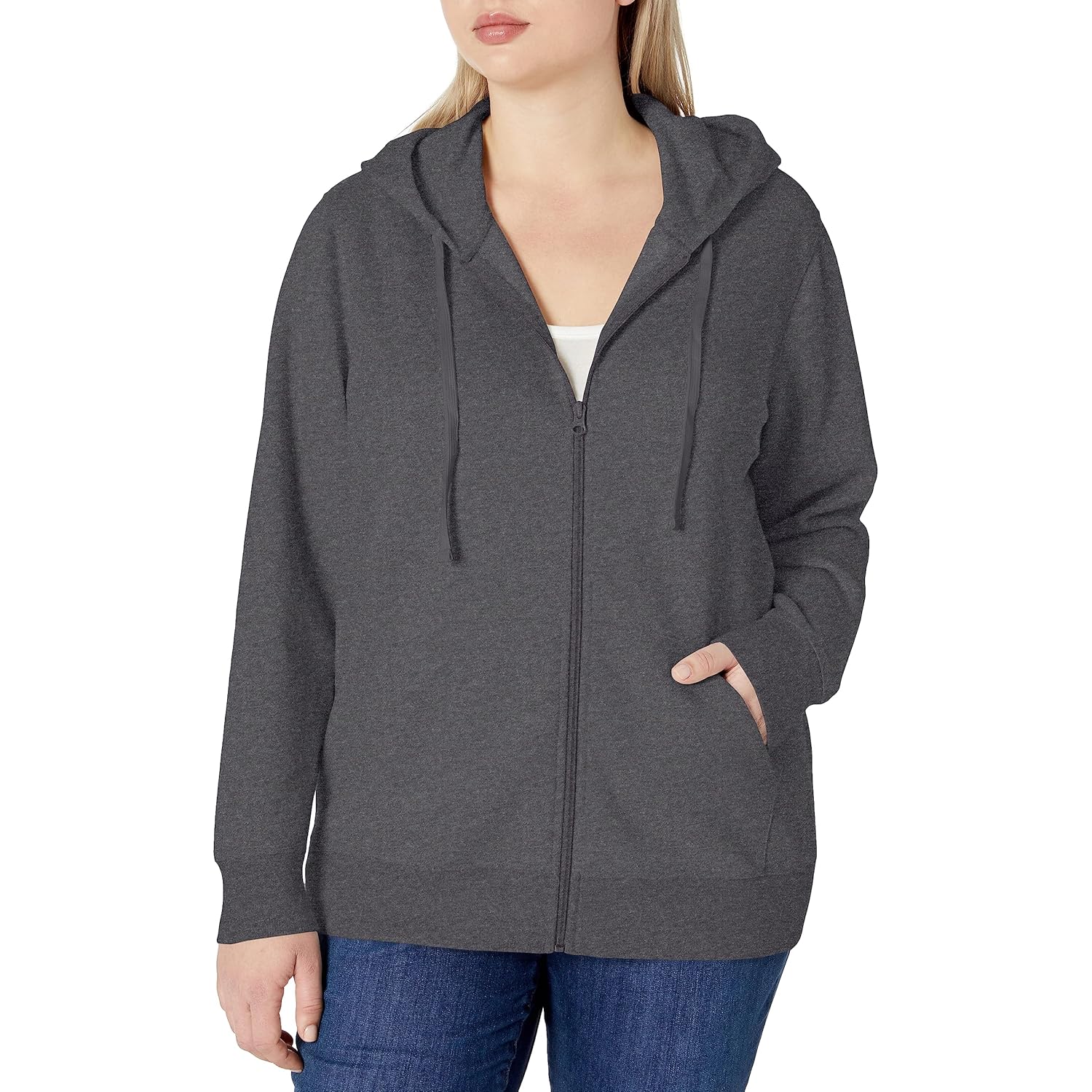 Women’s Fleece Full-Zip Hoodie – Soft Cotton Blend Sweatshirt